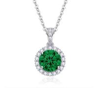 Dada Gioielli - Collana Rotondo 11mm Punto Luce Argento 925 Con Zirconi Brillanti Catenina 45+5cm (Verde Smeraldo)