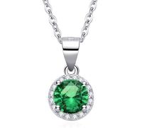 Dada Gioielli - Collana Rotondo 9mm Punto Luce Argento 925 Con Zirconi Brillanti Catenina 45+5cm (Verde Smeraldo)