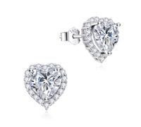 Dada Gioielli - Orecchini Argento 925 Cuore 11mm Punto Luce Con Zirconi Brillanti (Zircone Bianco)
