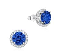 Dada Gioielli - Orecchini Argento 925 Rotondo 11mm Punto Luce Con Zirconi Brillanti (Zaffiro)