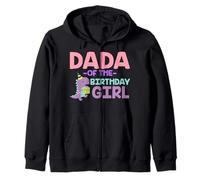 Dada of The Birthday for Girl Saurus Rex Dinosaur Party Felpa con Cappuccio