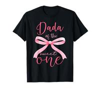 Dada Of The Sweet One 1st Birthday Girl Coquette Fiocco Rosa Maglietta