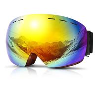DADA-PRO Occhiali da sci Uomo Donna, Goggles per snowboard sopra gli occhiali OTG Anti-Appannamento, Goggles da sci senza cornice 100% Protezione UV (Arancione)