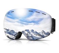 DADA-PRO Occhiali da sci Uomo Donna, Goggles per snowboard sopra gli occhiali OTG Anti-Appannamento, Goggles da sci senza cornice 100% Protezione UV (Argento)