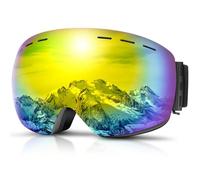 DADA-PRO Occhiali da sci Uomo Donna, Goggles per snowboard sopra gli occhiali OTG Anti-Appannamento, Goggles da sci senza cornice 100% Protezione UV (Oro)