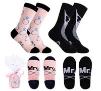 Dadabig Calzini da Sposa e Sposo Divertenti, Regali per Sposi e Sposo e Sposa, Unisex, Taglia 39-46, Rosa e Nero, Diamanti e Abiti Eleganti, Matrimonio