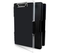 Dadabig Portablocco Portatile con Scomparto, Portablocco A4 con Vano Portaoggetti in Plastica Portablocchi in Plastica con Pinza per Scuola/Industria/Ufficio, Nero