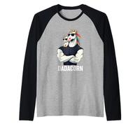 Dadacorn Strong Unicorn Dad Baby Father's Day Funny Papa Maglia con Maniche Raglan