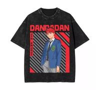 Dadadan Tshirt Lavato in Cotone Puro con Textura Vintage Ripristino del Cosplay Anime