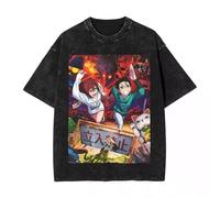 Dadadan Tshirt Lavato in Cotone Puro con Textura Vintage Ripristino del Cosplay Anime