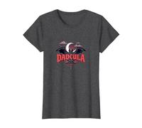 Dadcula: Spooky Dad Halloween Vampiro Bat Baffi Maglietta, Donna, Grigio Scuro, L