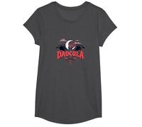 Dadcula: Spooky Dad Halloween Vampiro Bat Baffi Maglietta, Ragazze, Grigio Scuro, L
