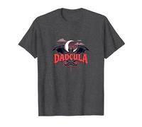 Dadcula: Spooky Dad Halloween Vampiro Bat Baffi Maglietta, Uomo, Grigio Scuro, L