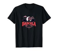 Dadcula: Spooky Dad Halloween Vampiro Bat Baffi Maglietta, Uomo, Nero, S