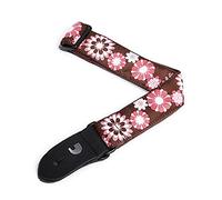 D'Addario 1.5" Nylon Ukulele Strap, Brown and Pink Flowers