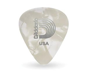D'Addario 1CWP7-10 Confezione da 10 Plettri Extra Duri Planet Waves, in Celluloide, Bianco Perla