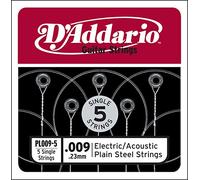 D'Addario Corda Singola Pl009-5 in Acciaio per Chitarra.009, Set di 5 Corde