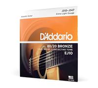 D'Addario 80/20 Bronze EJ10 Muta 6 Corde Chitarra Acustica Extra Light 010-047