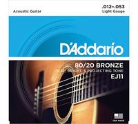 D'Addario Corde Chitarra Acustica - Corde per Chitarra Acustica - Corde Acustica - EJ11 Set Corde Acustica Ej 80 20 Brz Rnd Wnd, 12-53