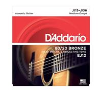 D'Addario Corde Chitarra Acustica | Corde per Chitarra Acustica | Corde Acustica | EJ12 Set Corde Acustica EJ 80/20 BRZ RND WND, 13-56