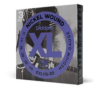 D'Addario Corde Chitarra Elettrica | EXL115-3D | Set Corde per Chitarra Elettrica per Ferita Nichel | 6 Corde | Medio Blues Jazz Rock, 11-49 | 3-Paccetto