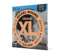 D'Addario Corde Chitarra Elettrica | EXL115W | Set Corde per Chitarra Elettrica per Ferita Nichel | 6 Corde | Medio Blues/Jazz Rock, Wound 3rd, 11-49 | 1-Paccetto