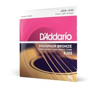 D'Addario Corde per chitarra acustica, bronzo fosforoso, EJ23, ricco, spettro tonale completo, per chitarre a 6 corde, super leggere, 9-45