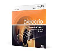 D'Addario Corde per chitarra acustica EJ10, extra leggere, in bronzo, 10-47 (confezione da 5)