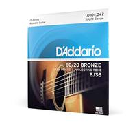D'Addario Corde per Chitarra Acustica | Set Corde Acustica EJ 80/20 BRZ RND WND, 10-47