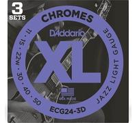 D'Addario ECG24-3D - Corde per chitarra elettrica con ferita piatta, 3 set