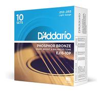 D'Addario Corde Chitarra Acustica | Corde per Chitarra Acustica | Corde Acustica | EJ16-10P Set Corde Acustica EJ Phosphor BRZ RND WND, 12-53