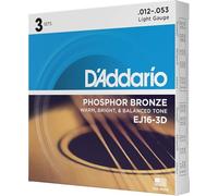 D'Addario Corde Chitarra Acustica | Corde per Chitarra Acustica | Corde Acustica | EJ16-3D Set Corde Acustica EJ Phosphor BRZ RND WND, 12-53