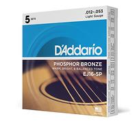 D'Addario – Corde per chitarra acustica EJ16-5P – Bronzo fosforoso, 12-53 leggere