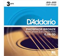 D'Addario Corde Chitarra Acustica | Corde per Chitarra Acustica | Corde Acustica | EJ16-3D Set Corde Acustica EJ Phosphor BRZ RND WND, 12-53