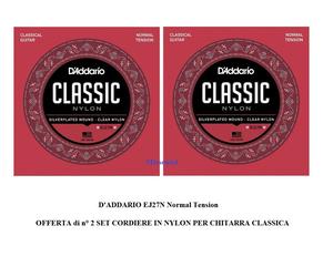 D'ADDARIO EJ27N OFFERTA 2 (DUE)SET MUTE DI CORDE IN NYLON PER CHITARRA CLASSICA