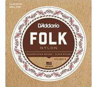 D'Addario EJ32C - Corde in nylon per chitarra folk, con pallino, avvolte in argento/cantini in nylon chiaro