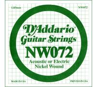 Corda singola D’Addario NW072 per chitarra elettrica, Nickel Wound, .072