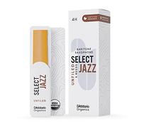 D'Addario Organic Select Jazz Unfiled Baritone Ance per Sassofono - Ance per Sax - La prima e unica Ancia Biologica - 4 Duro, 5 Pacchetto