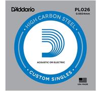 D'Addario Corda Singola Pl026 in Acciaio per Chitarra.026