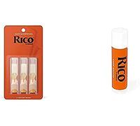 D'Addario Woodwinds Rja0315 Confezione da 3 Ance Rico per Sassofono Contralto, Durezza 1.5+Stick di grasso per il sughero RICO RCRKGR01, Singolo tube
