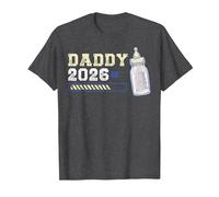 Daddy 2026, Annuncio di Un Bambino, Padre in Attesa Maglietta, Uomo, Grigio Scuro, L
