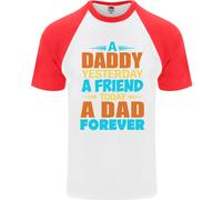 Daddy A Dad Forever Maglietta Baseball Uomo a Maniche Corte Fruit of the Loom