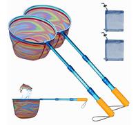Daddy Go Fish - Rete da pesca per bambini, ultra leggera, telescopica, per catturare farfalle di pesce sulla spiaggia d'acqua, regalo per ragazzi e ragazze, 2 pezzi, blu + blu