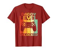Daddy Level Unlocked Fathers Day Funny Video Gamer Dad To Be Maglietta, Uomo, Mirtillo Rosso, S