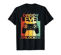 Daddy Level Unlocked Fathers Day Funny Video Gamer Dad To Be Maglietta, Uomo, Nero, S