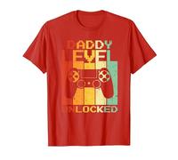 Daddy Level Unlocked Fathers Day Funny Video Gamer Dad To Be Maglietta, Uomo, Rosso, M