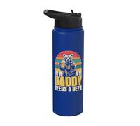 Daddy Needs A Beer Funny Dad Bear Bere Umorismo Birra Uomini Stainless Steel Insulated Water Bottle