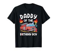 Daddy of The Birthday Boy Fire Truck Pompiere 1st Party Maglietta
