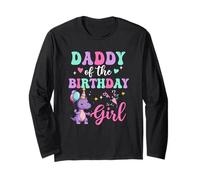 Daddy of The Birthday for Girl Dinosauro T-Rex Party Family Maglia a Manica