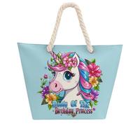 Daddy Of The Birthday Princess Un-icorn Borsa tote per donne e uomini, borsa a tracolla da spiaggia borsa per lo shopping con manico in Hemprope